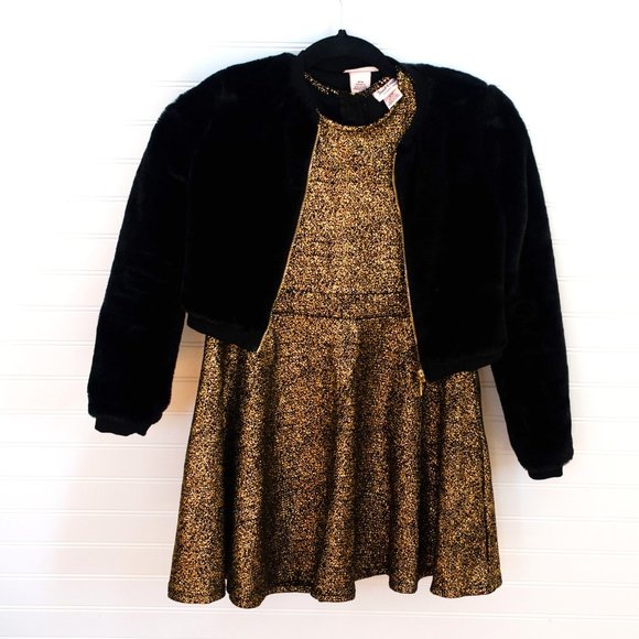 Juicy Couture Other - Juicy Couture Holiday Gold dress and fur Jacket